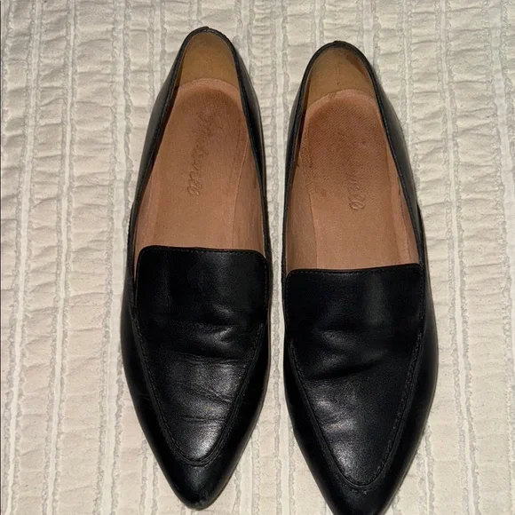 Madewell Black Leather Pointed-Toe Flats